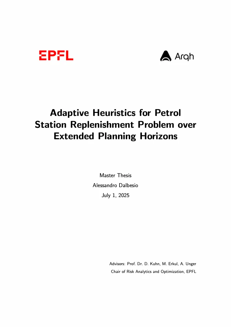 Cover of the Adaptive Heuristics Master Thesis